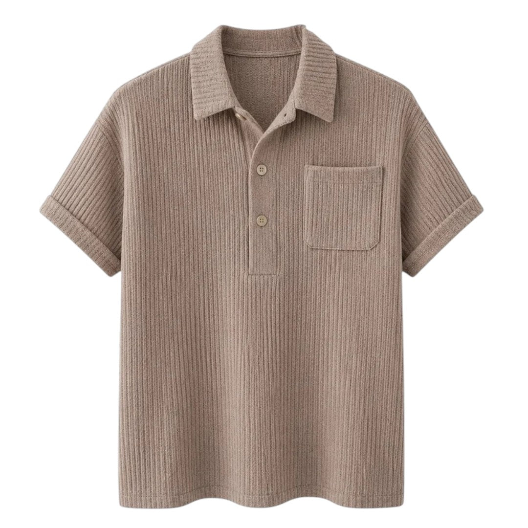 Coronado Resort Wear Company Men's Beige Textured Knit Resort Polo Shirt