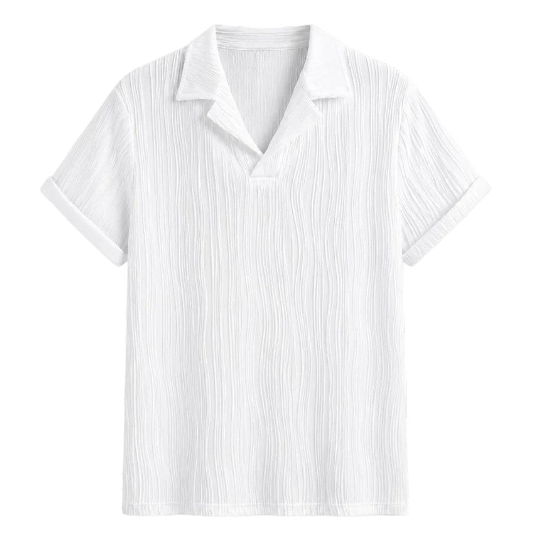 Coronado Resort Wear Company Men's White Textured Resort Camp Collar Shirt