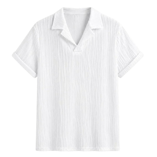 Coronado Resort Wear Company Men's White Textured Resort Camp Collar Shirt
