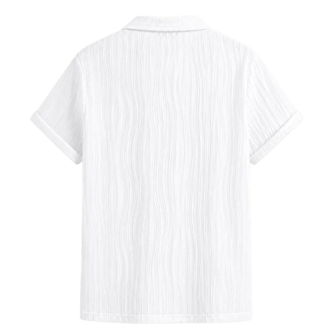 Coronado Resort Wear Company Men's White Textured Resort Camp Collar Shirt