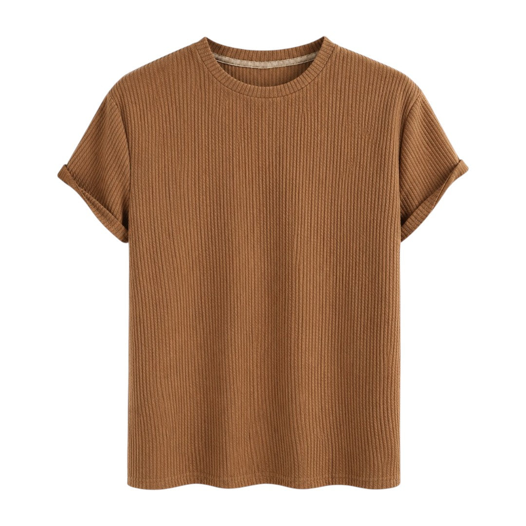 Coronado Resort Wear Company Men's Camel Textured Crew Neck T-Shirt