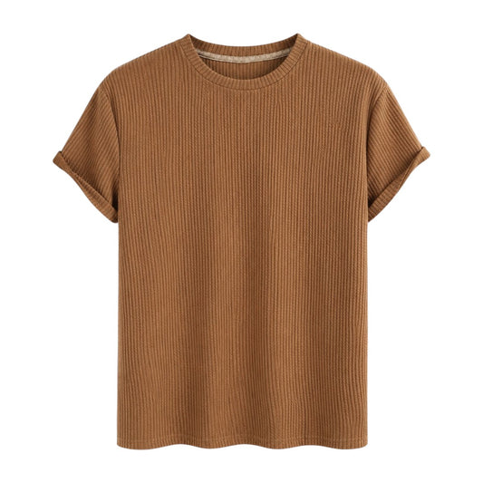 Coronado Resort Wear Company Men's Camel Textured Crew Neck T-Shirt