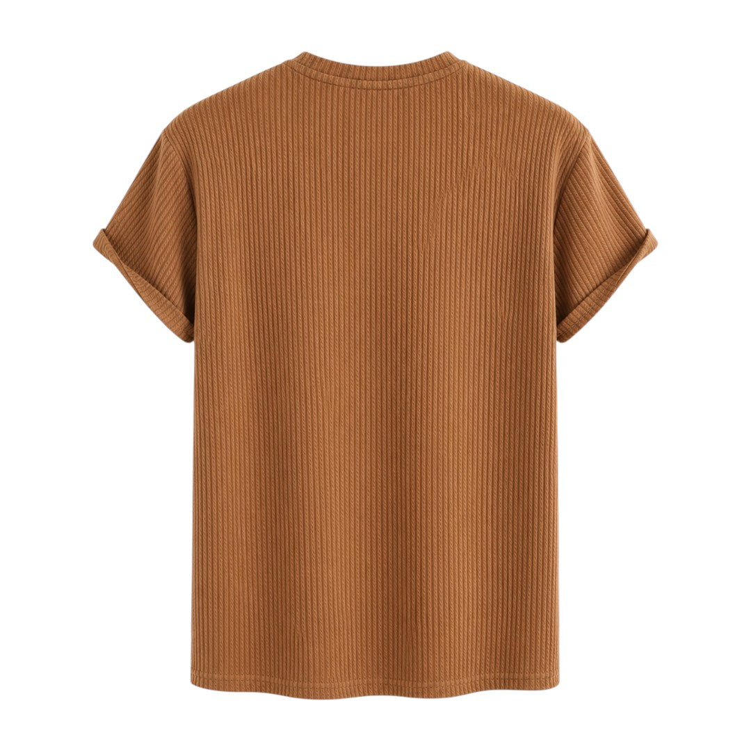 Coronado Resort Wear Company Men's Camel Textured Crew Neck T-Shirt