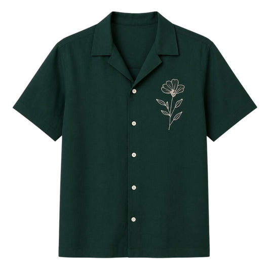 Coronado Resort Wear Company Men's Forest Green Floral Resort Camp Collar Shirt